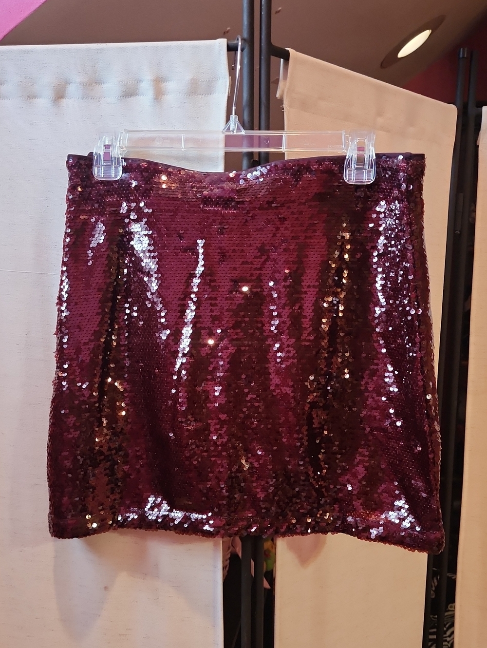 H&M Burgundy Sequin Mini Skirt